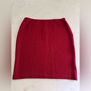 St. John Wool Skirt Red Size 14 Pencil Holiday Christmas Knit